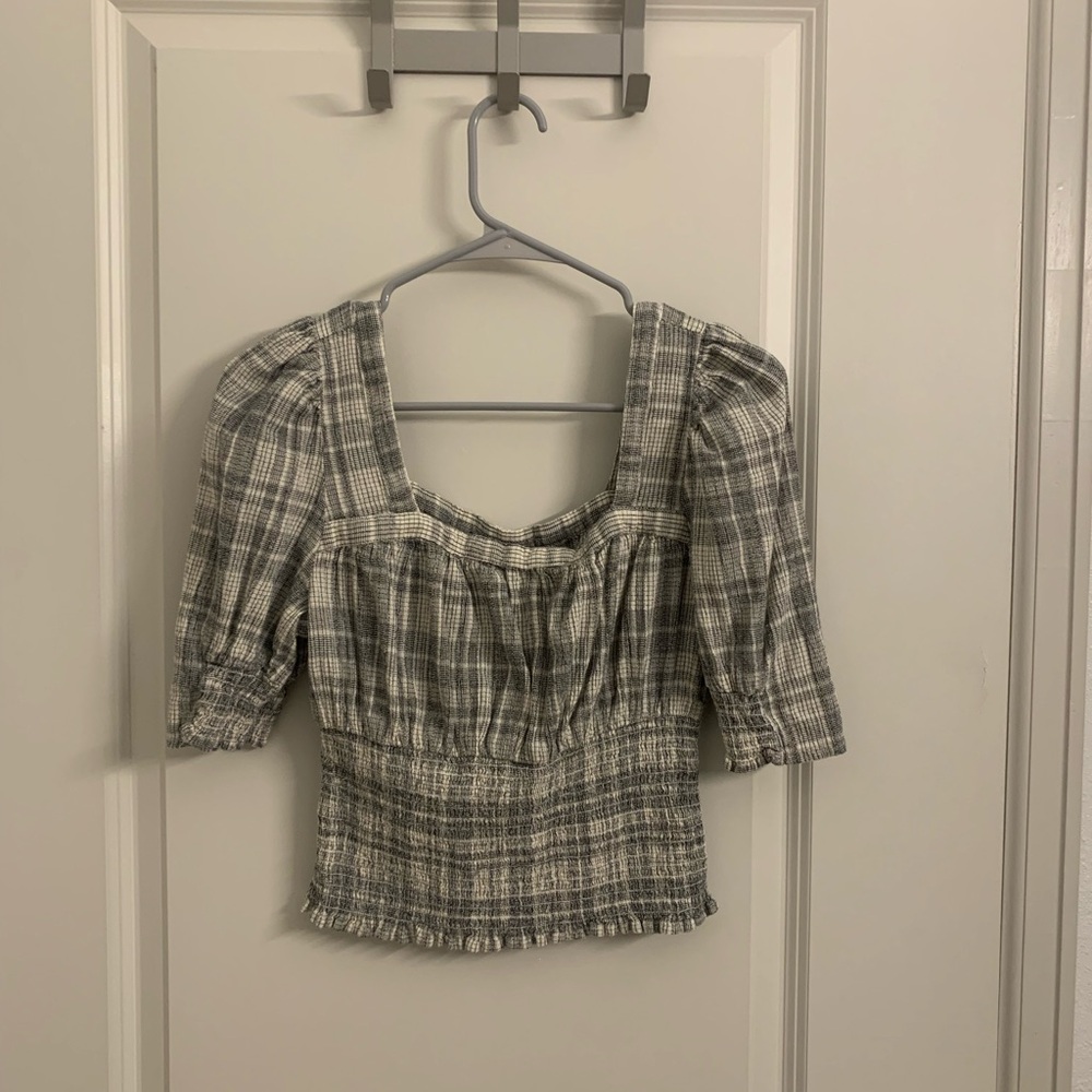 Women’s Square Neck Line Gingham Blouse